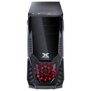 GABINETE GAMER KEPLER COM JANELA LATERAL ACRÍLICA PRETO FRONTAL ACRÍLICO 1 FAN LED VERMELHO