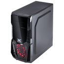 GABINETE GAMER KEPLER COM JANELA LATERAL ACRÍLICA PRETO FRONTAL ACRÍLICO 1 FAN LED VERMELHO