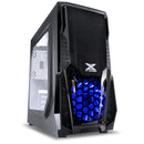 GABINETE GAMER KEPLER COM JANELA LATERAL ACRÍLICA PRETO FRONTAL ACRÍLICO 1 FAN LED AZUL