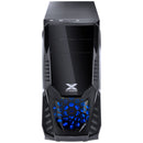 GABINETE GAMER KEPLER COM JANELA LATERAL ACRÍLICA PRETO FRONTAL ACRÍLICO 1 FAN LED AZUL