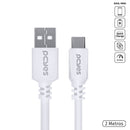 Cabo Para Celular Smartphone Usb A 2.0 Para Usb Tipo C 2 Metros Branco - Puacb-02