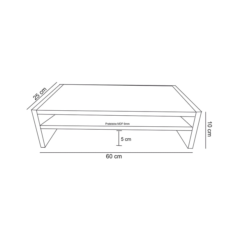 Suporte C/ Prateleira Para Monitor Madeirado Em Mdf