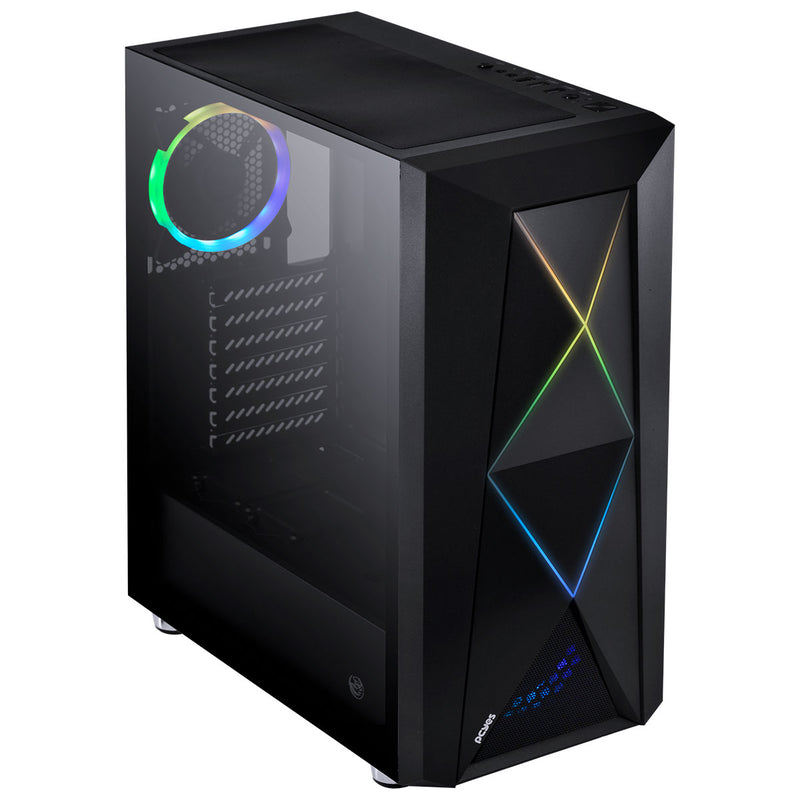 GABINETE MID-TOWER DIMENSION PRETO COM LED E FAN TRASEIRO RGB - LATERAL EM VIDRO TEMPERADO - DIPTRGB1FCV