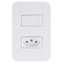 CONJUNTO 4X2 1 INTERRUPTOR SIMPLES 10A 250V + 1 TOMADA 2P+T 10A 250V BRANCO