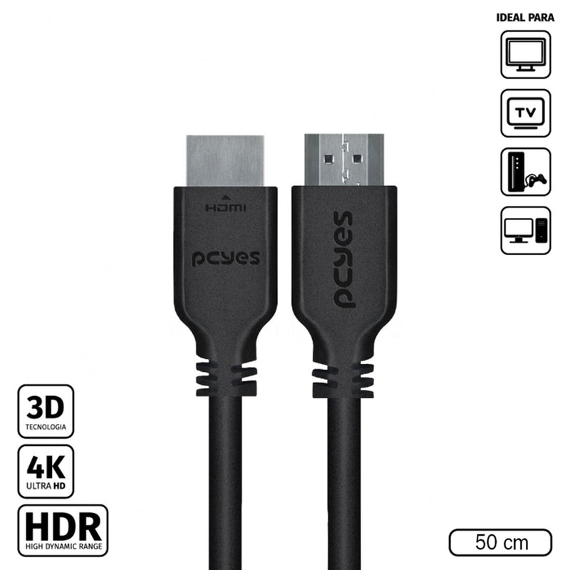 CABO HDMI 2.0 4K 28AWG PURO COBRE 50 CM - PHM20-05