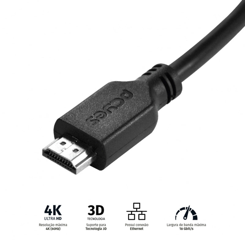 CABO HDMI 2.0 4K 28AWG PURO COBRE 50 CM - PHM20-05