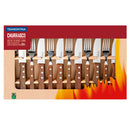 Jogo De Talheres Jumbo Churrasco Com Lâminas Em Aço Inox E Cabos De Madeira Natural 12 Peças