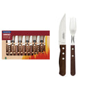 Jogo De Talheres Jumbo Churrasco Com Lâminas Em Aço Inox E Cabos De Madeira Natural 12 Peças