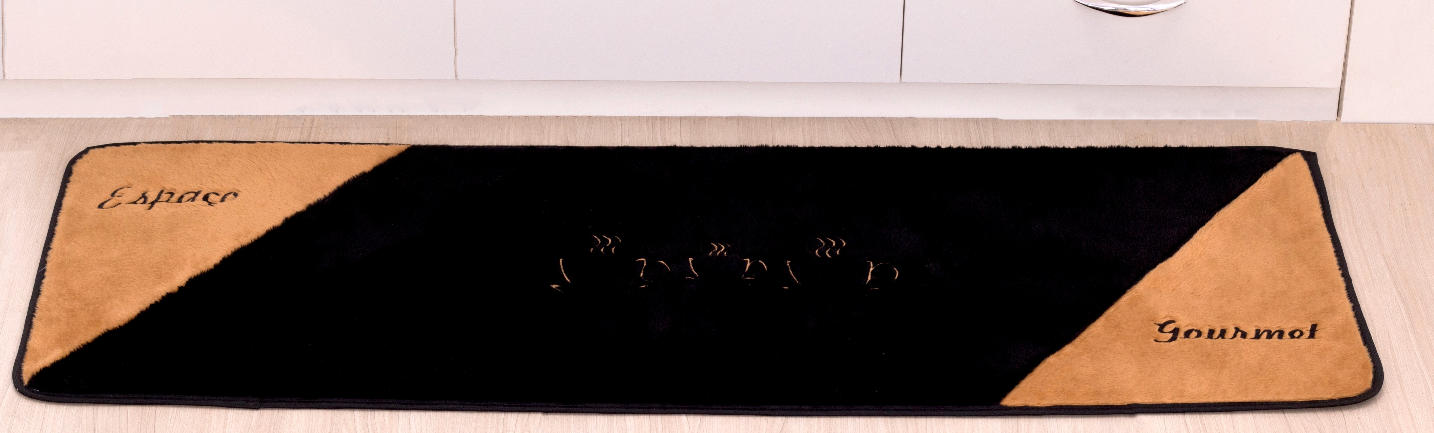 Kit De Tapetes De Cozinha Passadeira Gourmet Preto 03 Peças