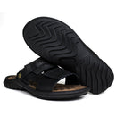 Sandália Papete Masculina De Couro Preto 3500