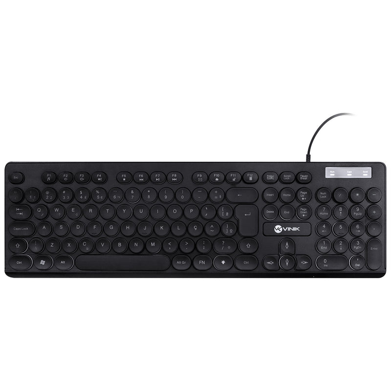 TECLADO CHOCOLATE SLIM MULTIMIDIA TECLAS REDONDAS LED BRANCO 1.8 METROS USB - TC200