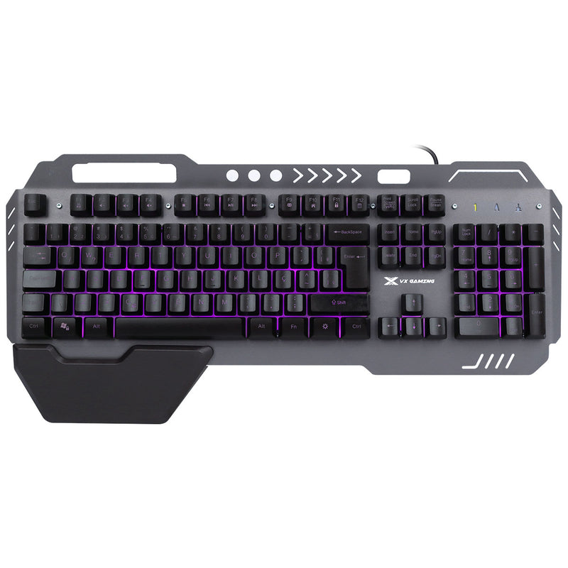 Teclado Gamer Armor Abnt2 Multimidia Led 7 Cores 1.8 M Usb Sensacao Mecanica Apoio De Pulso Magnetico - Gt500