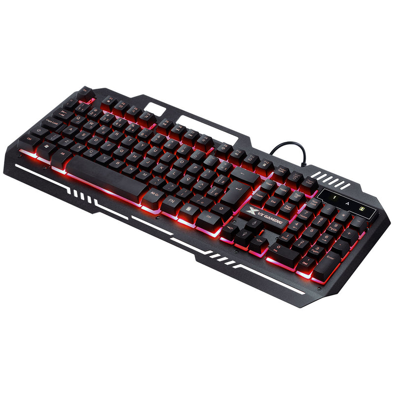 Teclado Gamer Shield Abnt2 Multimidia Led Vermelho 1.8 Metros Usb Com Topo Em Metal Sensacao Mecanica - Gt602