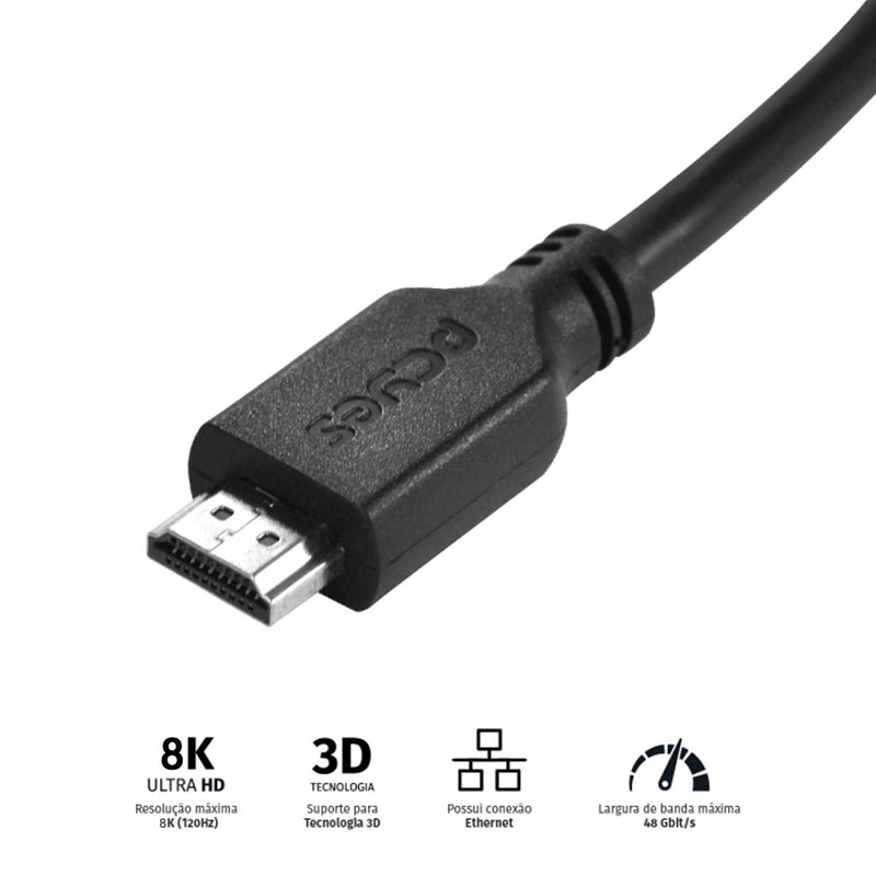 CABO HDMI ULTRA 2.1 28AWG PURO COBRE 8K 1 METRO - PHM21-1