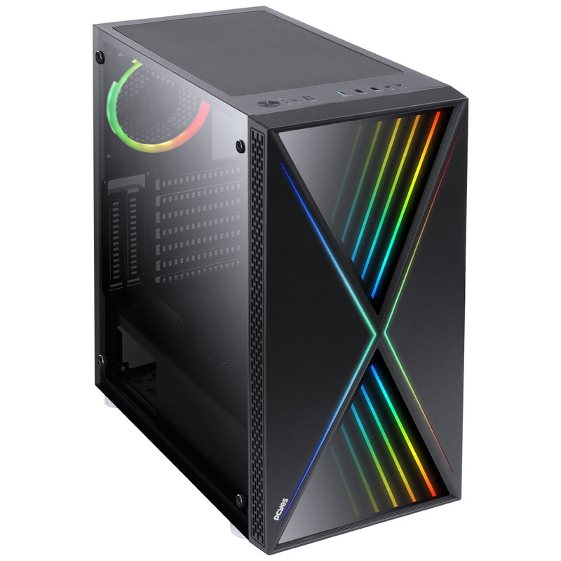 GABINETE MID-TOWER FUTURE PRETO 1 FAN RGB LATERAL EM VIDRO TEMPERADO - FUPTRGB1FV