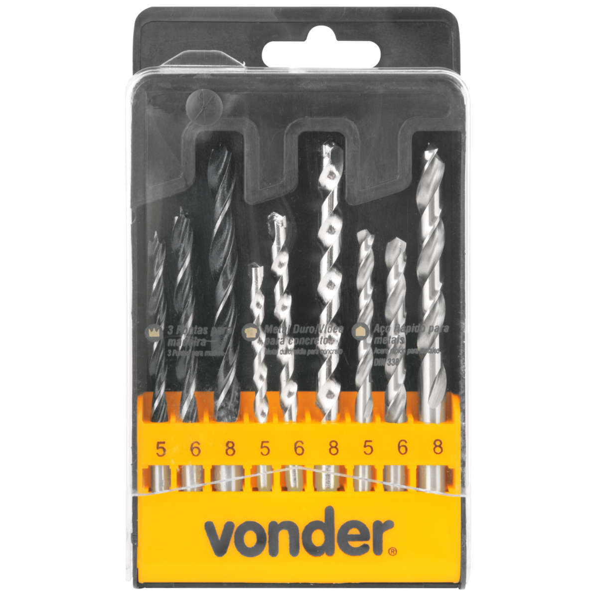 Jogo De Brocas Combinadas, Aço Rápido/vídea/madeira Com 9 Peças