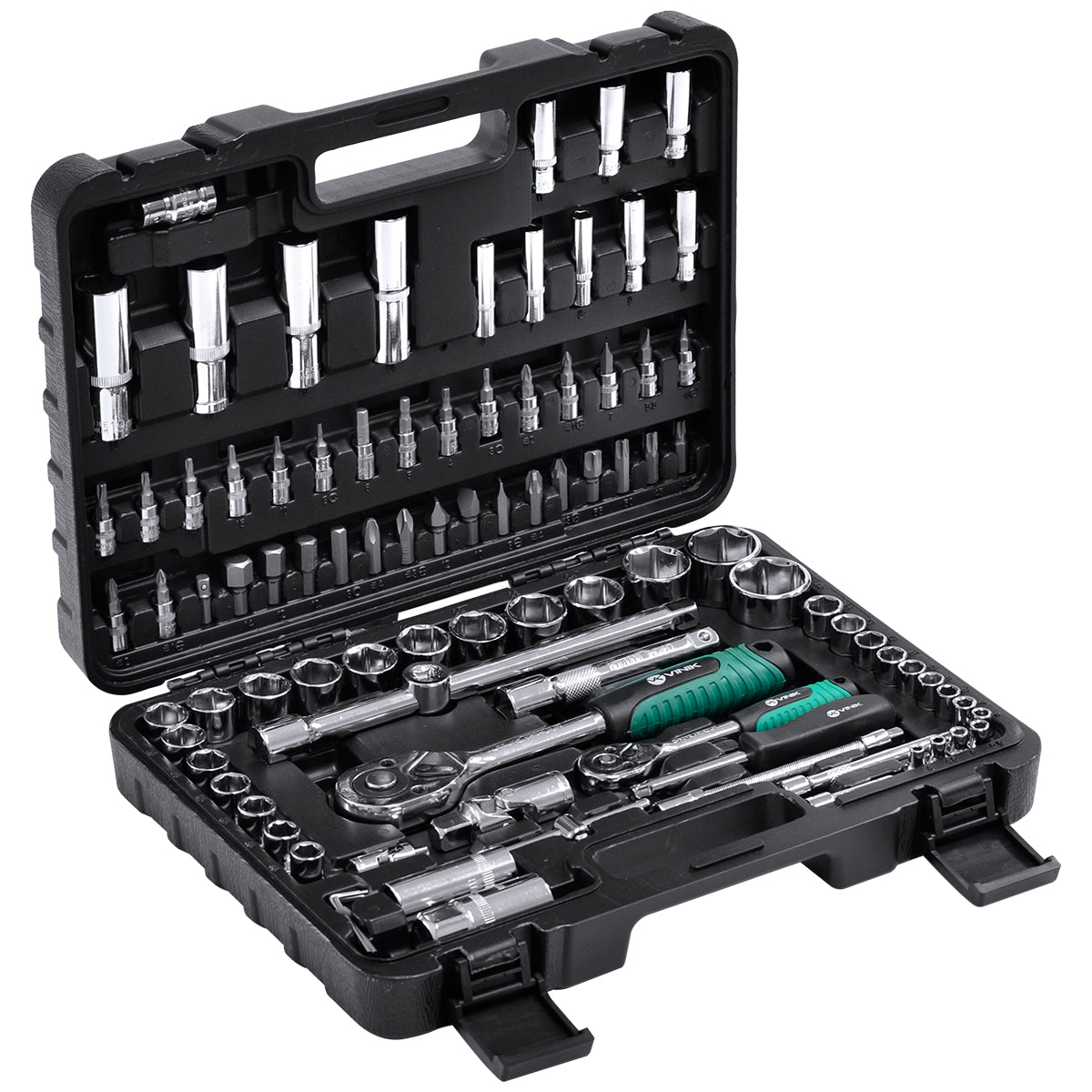 Jogo De Chave Soquetes Encaixe 1/2" E 1/4" Com 94 Peças