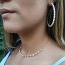 Colar Choker Com Pérolas Cercadas De Elos Folheado Em Ouro 18k