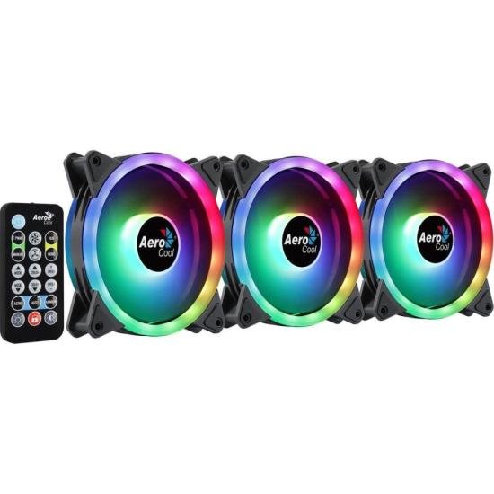 Kit Com 3 Coolers Aerocool Duo 12 Pro ARGB + Hub + Controle