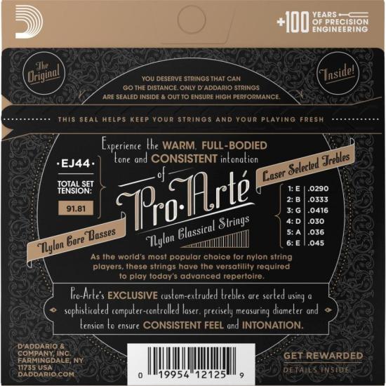 Encordoamento para Violão Nylon EJ44 Silverplated Wound D`ADDARIO