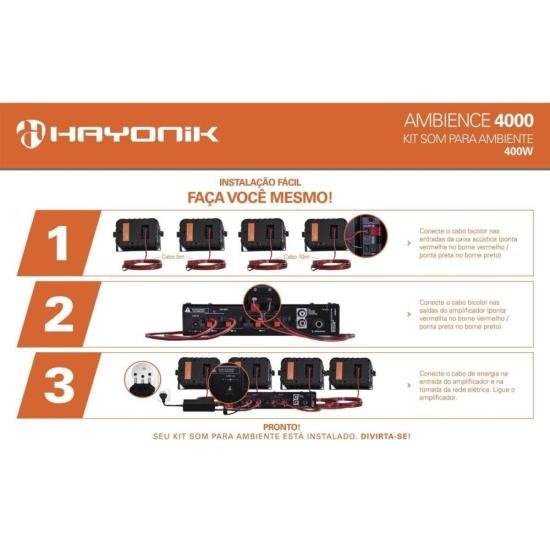 Kit Som Ambiente 400W Musical Ambience 4000 V2 Preto Hayonik