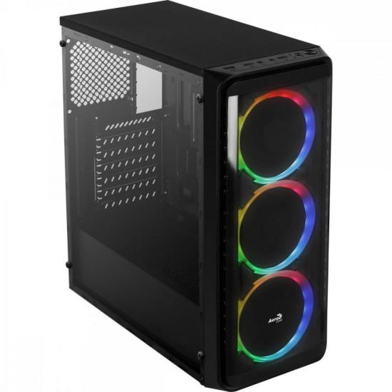 Gabinete Gamer Aerocool Window Preto RGB Lateral Acrílico