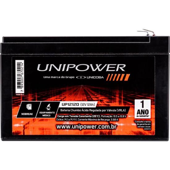 Bateria Estacionária Selada 12V/12A VRLA UP12120 UNIPOWER