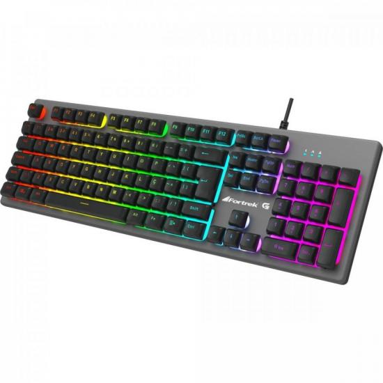 Combo Teclado + Mouse Gamer Fortrek Rainbow Ranger Grafite RGB