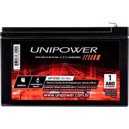 Bateria Estacionária Selada 12V/9A VRLA UP1290 UNIPOWER