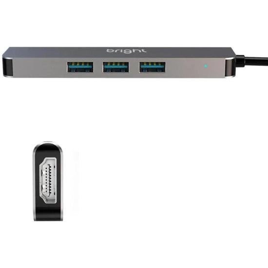 Hub USB Bright HDMI 4k Com 3 Portas