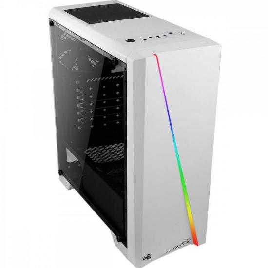 Gabinete Gamer Aerocool Cylon Branco RGB Lateral Vidro