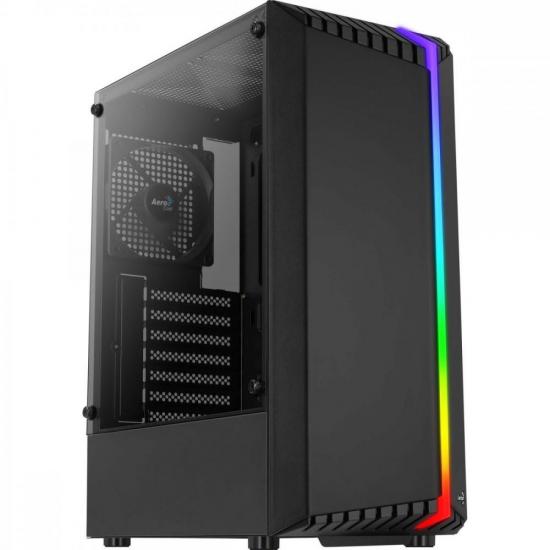 Gabinete Gamer Aerocool Bionic Preto RGB Lateral Vidro