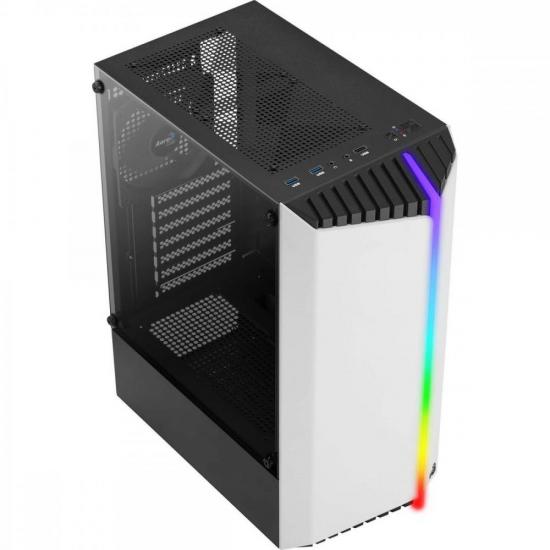 Gabinete Gamer Aerocool Bionic Branco RGB Lateral Vidro