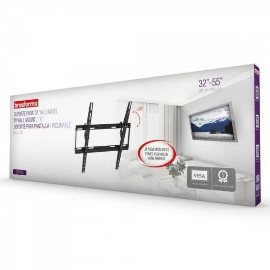 Suporte para TV Inclinado 32-55" SBRP415 Preto BRASFORMA