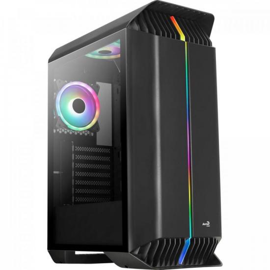 Gabinete Gamer Aerocool Gladiator Preto RGB Lateral Vidro