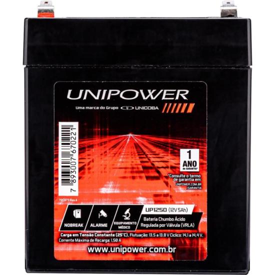 Bateria Estacionária Selada 12V/5AH VRLA UP1250 UNIPOWER