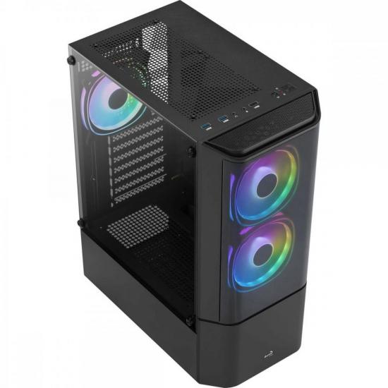 Gabinete Gamer Aerocool ATX Quantum V2 Preto Lateral Vidro