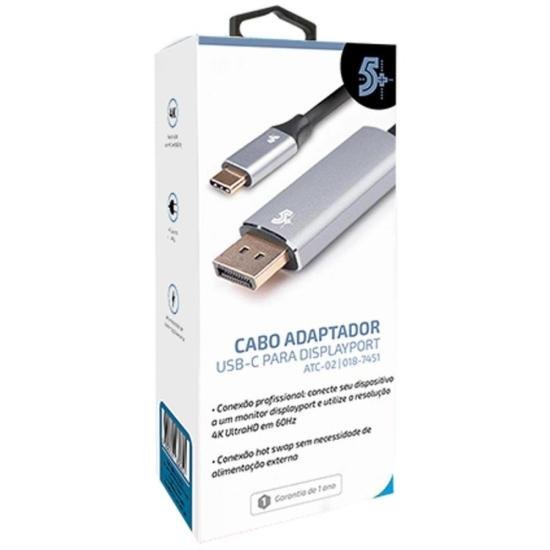 Cabo Adaptador USB-C Para Dport Macho 4k 60hz 1.8m 5+