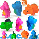 Brinquedo De Banho Kit Dinossauros De Vinil Macio