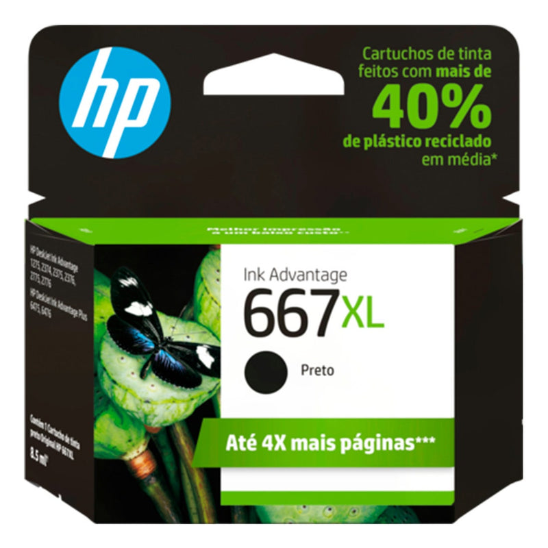 Cartucho de Tinta HP 667XL Preto 3YM81AB