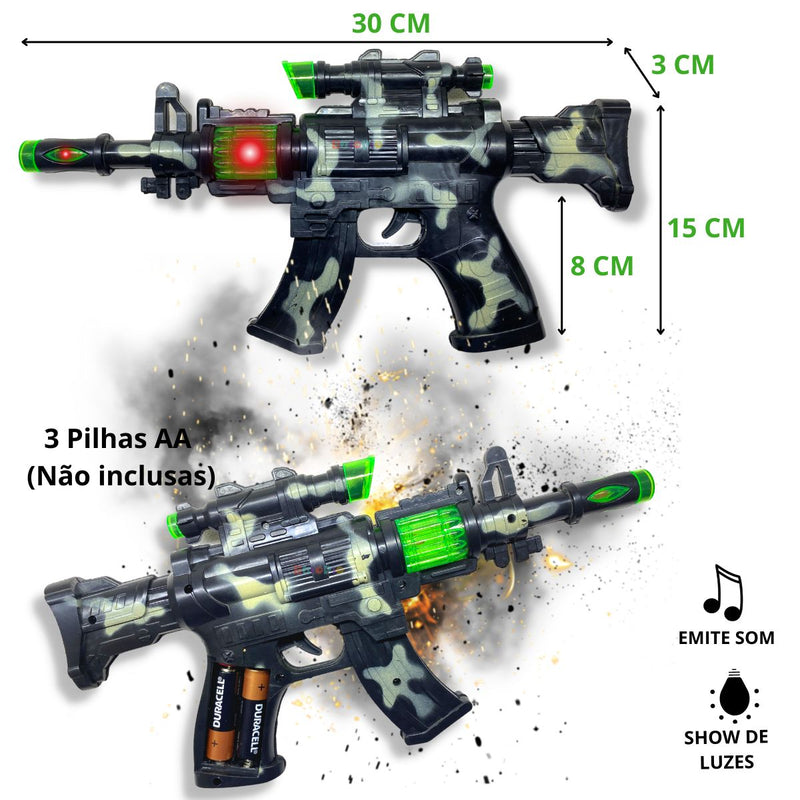 Arminha De Brinquedo Metralhadora Camuflada Laser C Luz Som