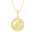 Corrente Elo Alongado Fecho Gaveta 2mm - 5g - 70 Cm + Pingente Medalha De São Jorge Diamantado - 2,3 X 2,3 Cm