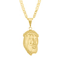 Corrente Italiana Piastrini Fecho Gaveta 2,5mm - 6g - 70 Cm + Pingente Face De Cristo Pequeno - 2,0 X 1,0 Cm