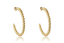 Brinco Argola Grande De Bolinha Dourada Folheado Em Ouro 18k