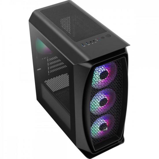 Gabinete Gamer Aerocool Aero One Mini Frost Preto RGB Lateral Vidro