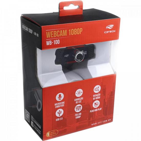 Webcam Full HD C3Tech WB-100BK 1080P Preto