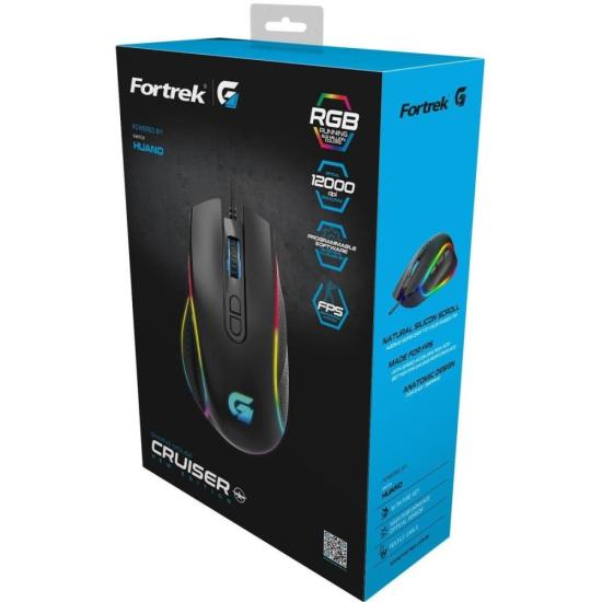 Mouse Gamer Fortrek Cruiser New Edition 12000 Dpi RGB Preto