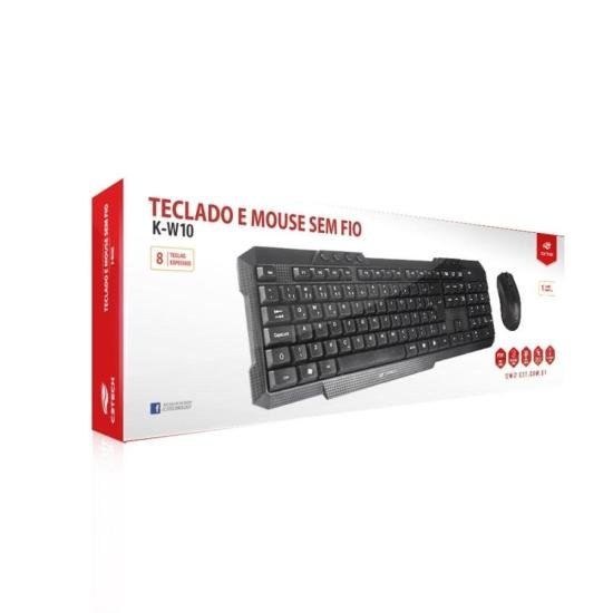 Kit Teclado e Mouse sem Fio K-W10 Preto C3tech