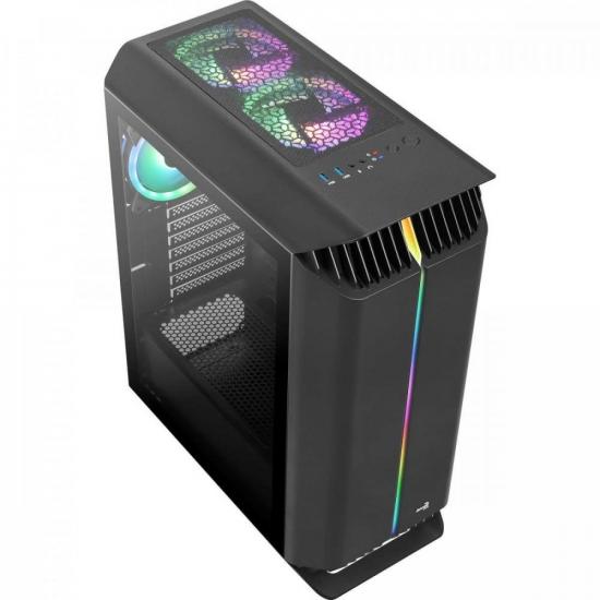 Gabinete Gamer Aerocool Gladiator Preto RGB Lateral Vidro