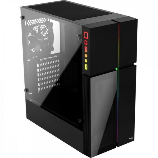 Gabinete Gamer Aerocool Playa Preto RGB Lateral Vidro